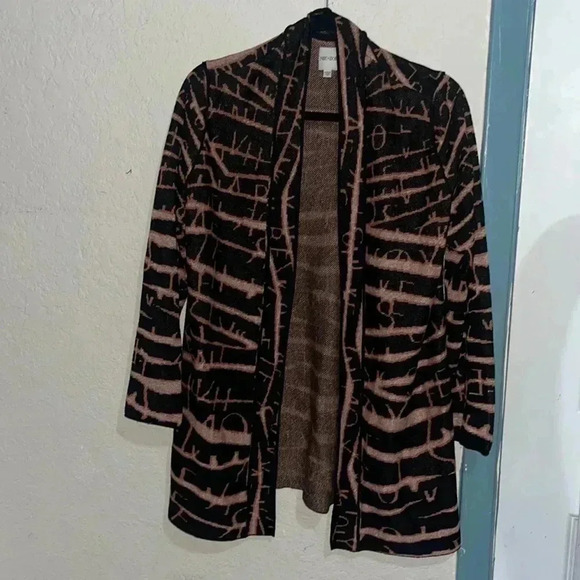 Nic+ Zoe women’s cardigan sweater black abstract long sleeve size medium - Picture 4 of 5